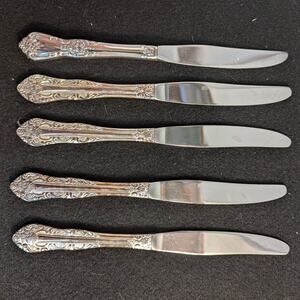 Vintage Ekco Eterna Lillianne Silverplate Knives Set of 5 Korea